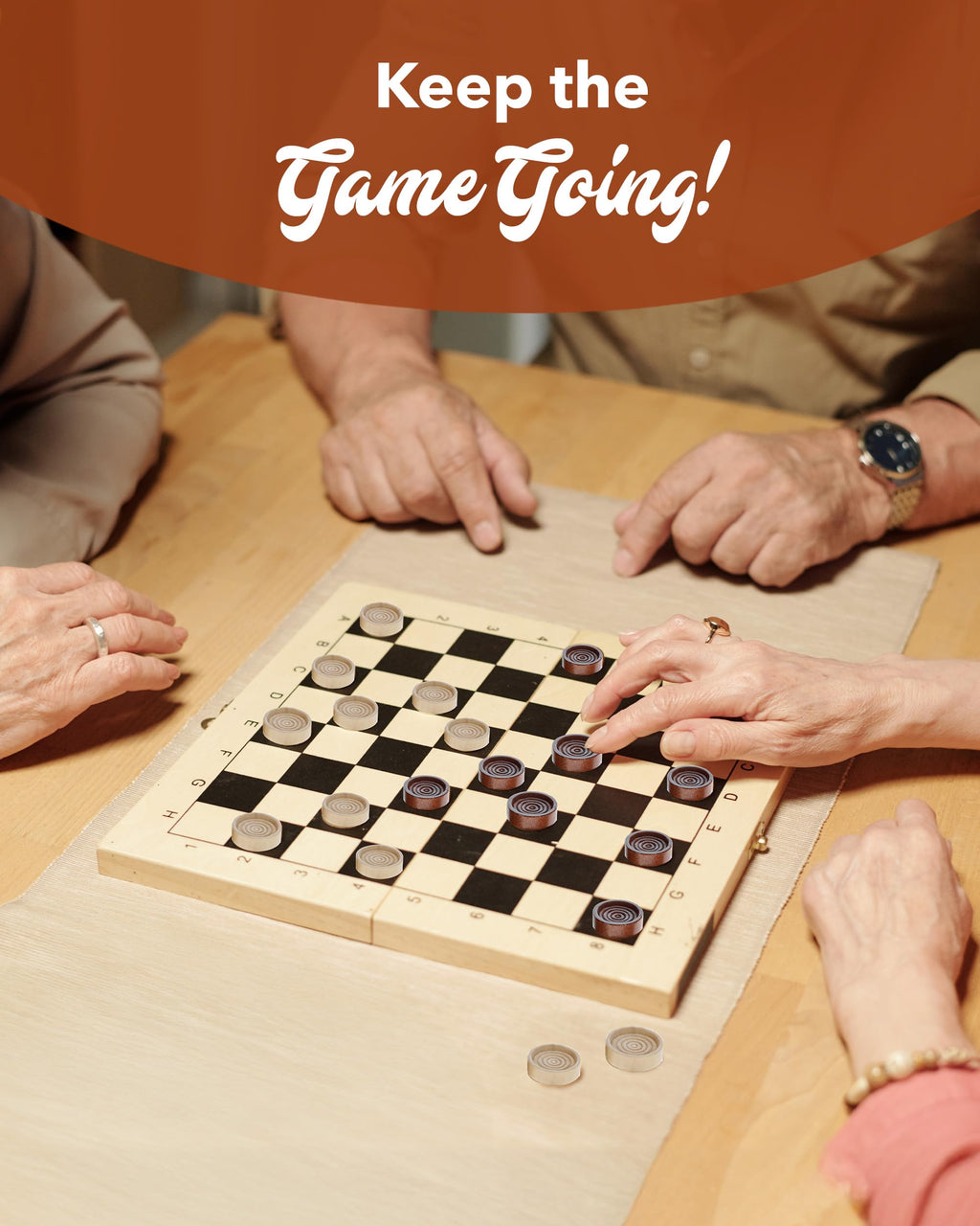 WE Games Wooden Checkers Pieces (1.5 inch) – 24 Brown & Natural Stained Stackable Ridges with Drawstring Bag