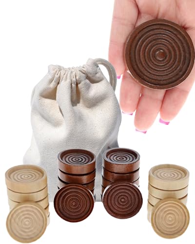 WE Games Wooden Checkers Pieces – 24 Solid Wood Discs (2 inch) with Drawstring Bag