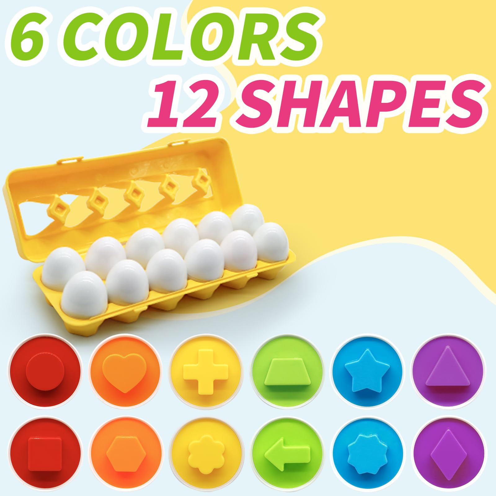 WEEJOYGAM Matching Eggs Toys for Toddlers 1-3 – Shape Sorter & Color Learning Set