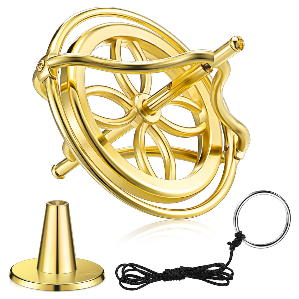 Weewooday Gold Metal Gyroscope Spinning Top – Anti-Gravity Stress Relief Toy