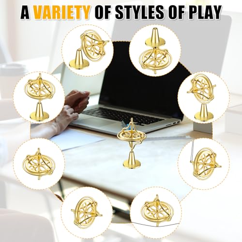 Weewooday Gold Metal Gyroscope Spinning Top – Anti-Gravity Stress Relief Toy