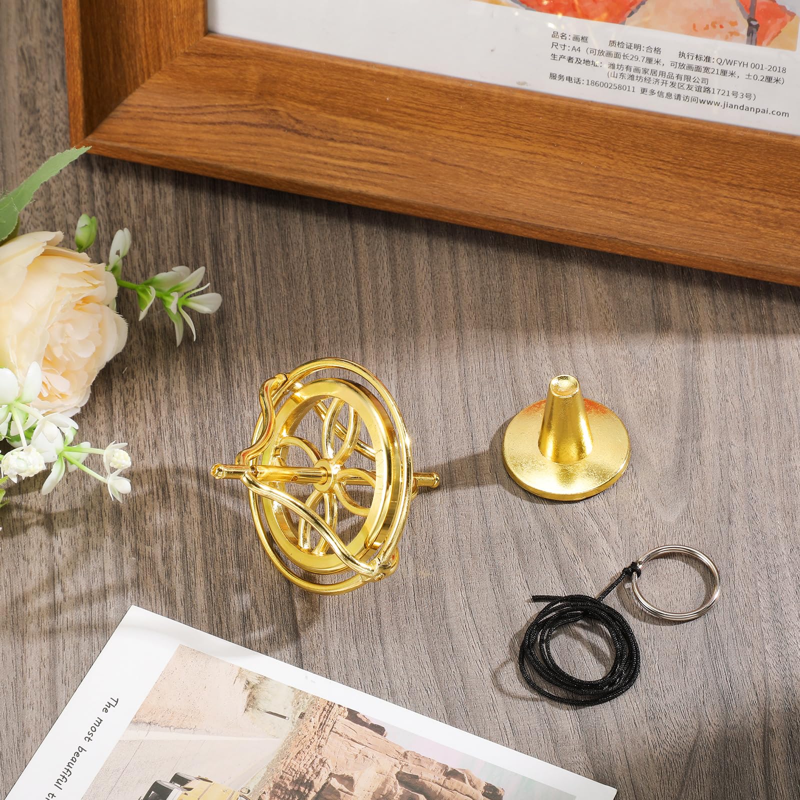 Weewooday Gold Metal Gyroscope Spinning Top – Anti-Gravity Stress Relief Toy