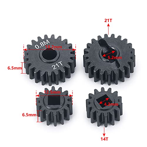 WEFEINO Harden Steel Overdrive Portal Gears (14T/21T) Upgrade for Axial SCX10 & Capra RC Crawler