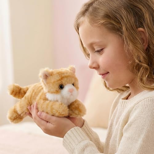Weighted Cat Stuffed Animal – 8-Inch Orange Plush Toy, Soft & Slightly Weighted for Stress Relief, Gift for Kids and Adults by Jorkei