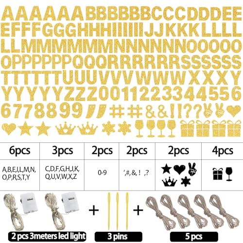 WELITTCON 175-Piece DIY Glitter Gold Customizable Banner Kit for Parties