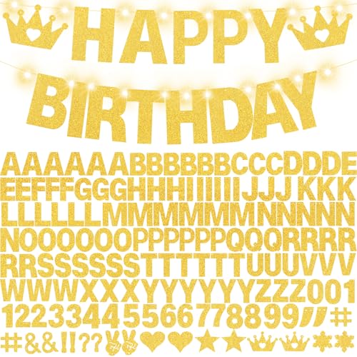 WELITTCON 175-Piece DIY Glitter Gold Customizable Banner Kit for Parties