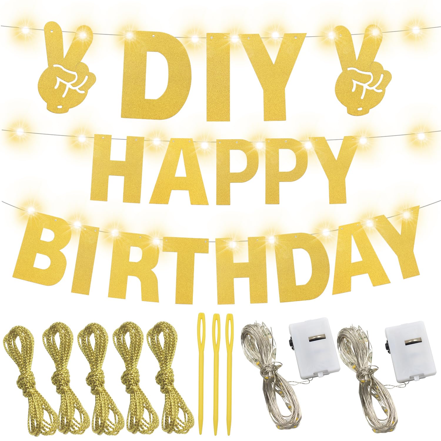 WELITTCON 175-Piece DIY Glitter Gold Customizable Banner Kit for Parties