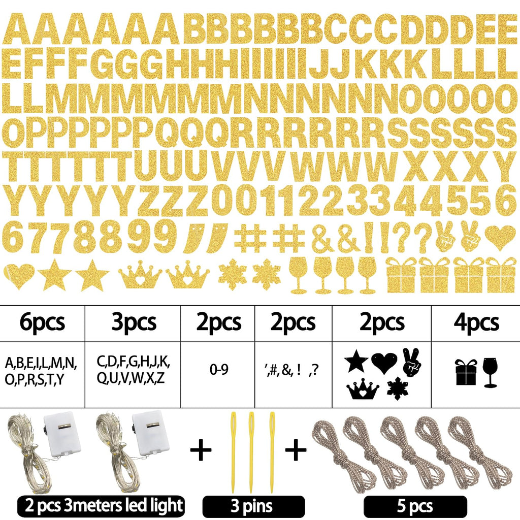 WELITTCON 175-Piece DIY Glitter Gold Customizable Banner Kit for Parties