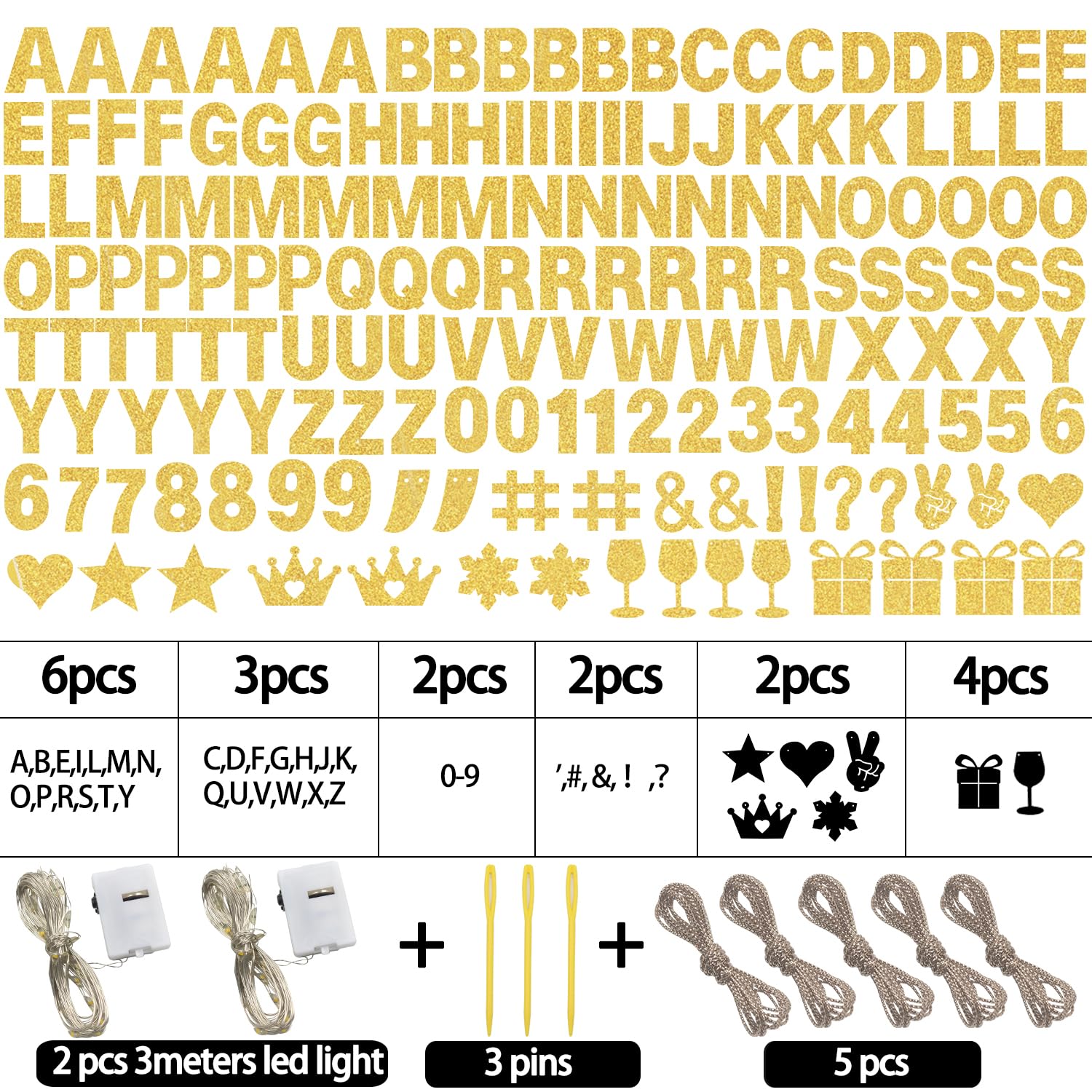 WELITTCON 175-Piece DIY Glitter Gold Customizable Banner Kit for Parties