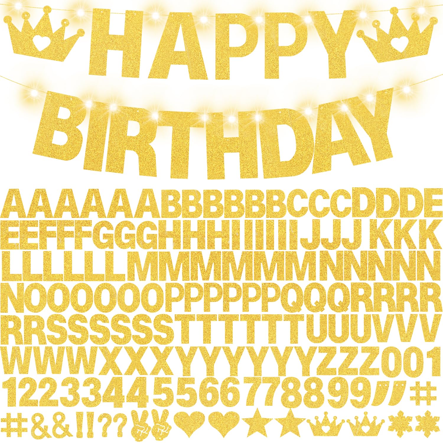 WELITTCON 175-Piece DIY Glitter Gold Customizable Banner Kit for Parties