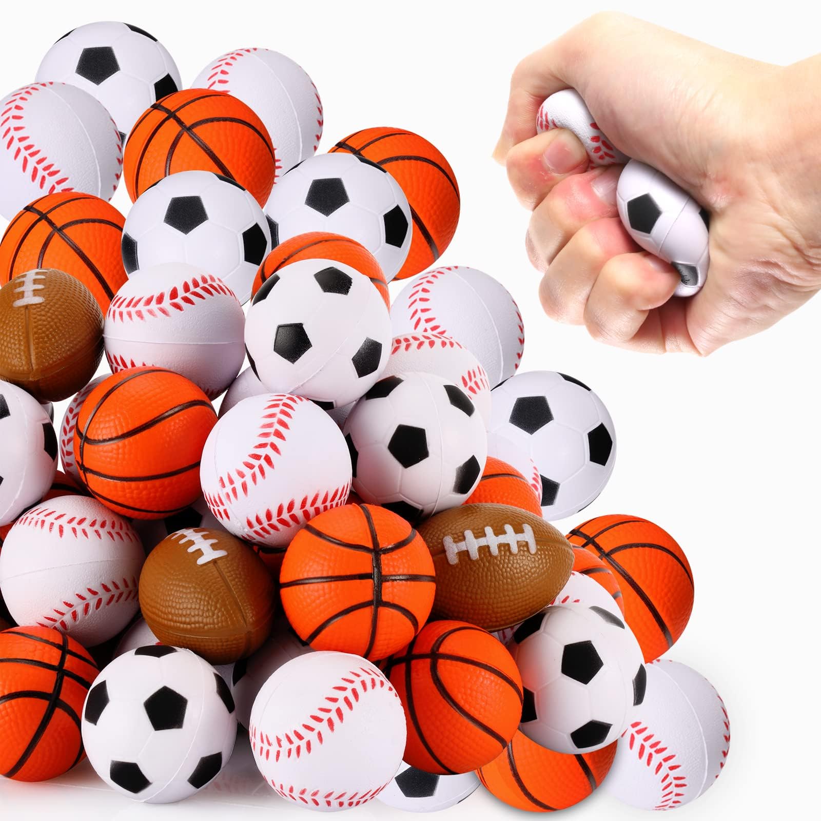 WELLVO 24-Pack Mini Foam Sports Balls - Stress Relief Toys for Kids & Adults, Party Favors, Goodie Bag Stuffers