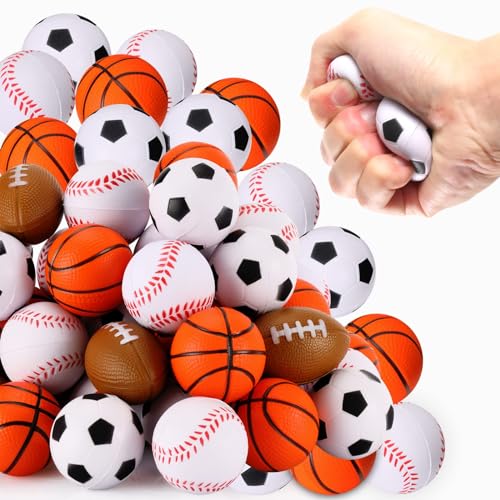 WELLVO 24-Pack Mini Foam Sports Balls - Stress Relief Toys for Kids & Adults, Party Favors, Goodie Bag Stuffers