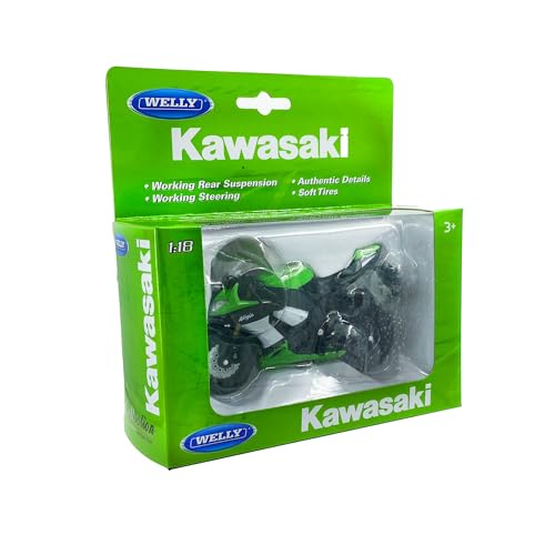 Welly 1:18 Die-Cast Kawasaki Ninja ZX-10R (2009) Green Motorcycle Model