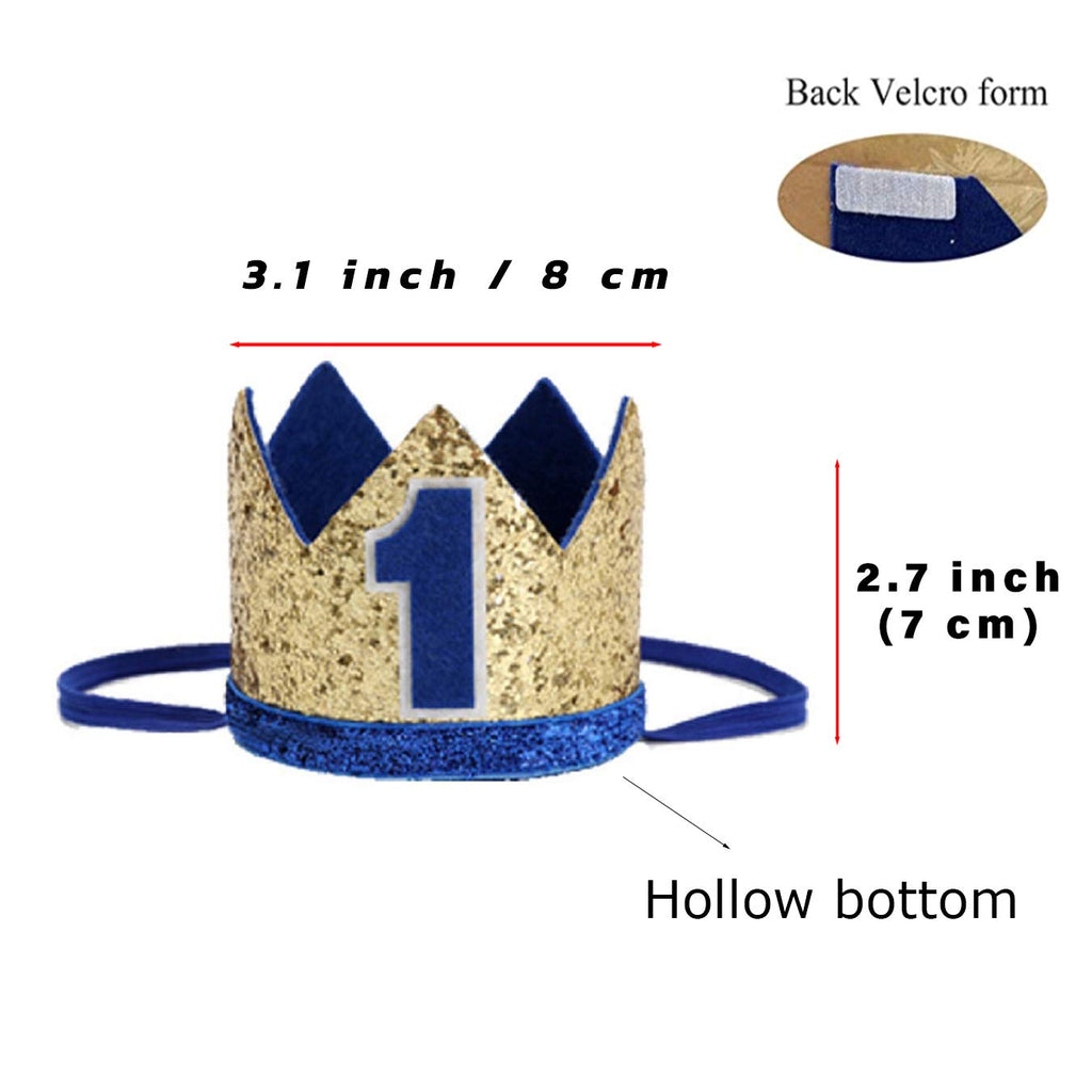 WELROG Baby Boys First Birthday Cake Smash Outfit Set - Bow Tie Suspenders Bloomers Crown (Gold Sparkle)