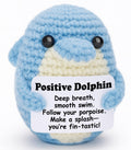 Weming Handmade Crochet Dolphin Plush with Inspirational Card – Emotional Support Gift for Women Coworkers and Dolphin Lovers
