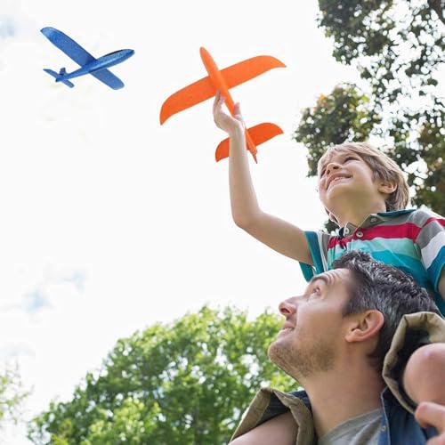 WenToyce 2 Pack Throwing Foam Airplanes – 13.7 Inch, 2 Flight Modes (Glider & Reversal), EPP Foam, Easy Assembly Outdoor Toy for Kids 4-14
