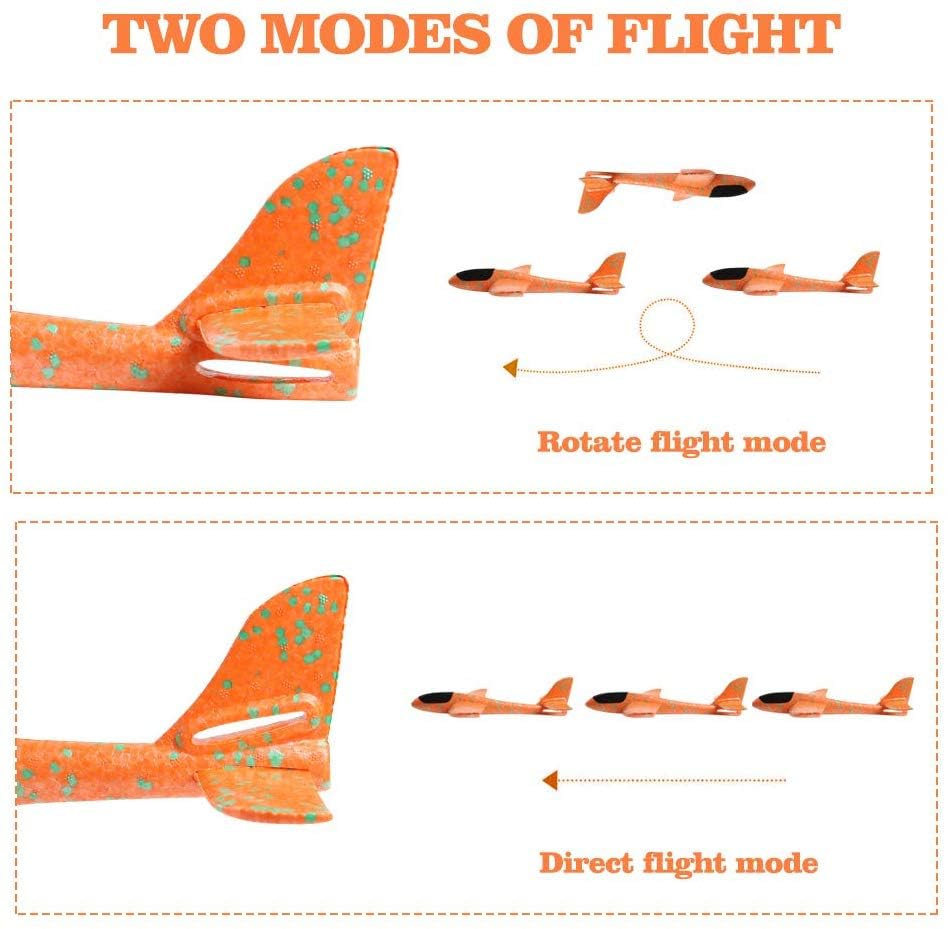 WenToyce 2 Pack Throwing Foam Airplanes – 13.7 Inch, 2 Flight Modes (Glider & Reversal), EPP Foam, Easy Assembly Outdoor Toy for Kids 4-14