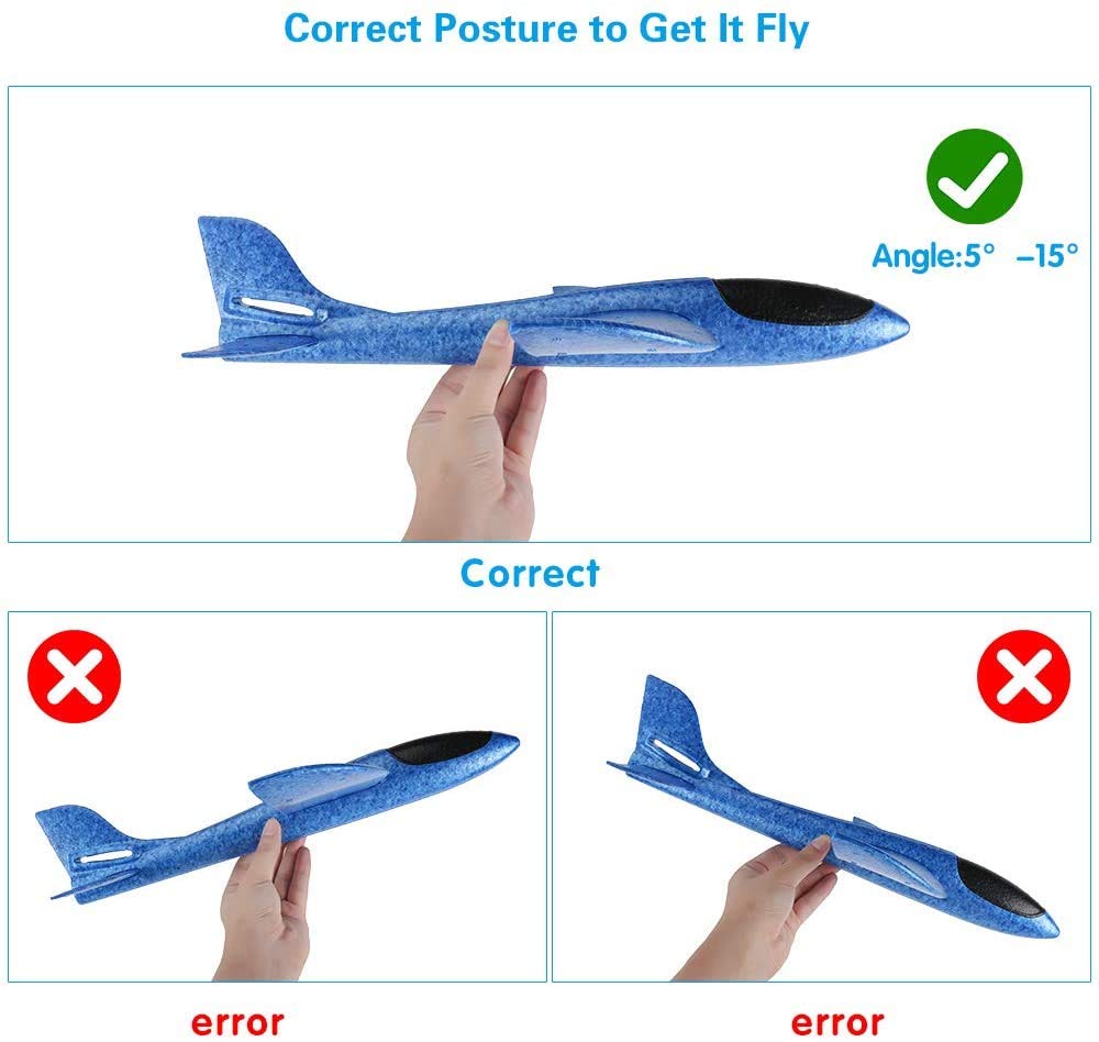 WenToyce 2 Pack Throwing Foam Airplanes – 13.7 Inch, 2 Flight Modes (Glider & Reversal), EPP Foam, Easy Assembly Outdoor Toy for Kids 4-14