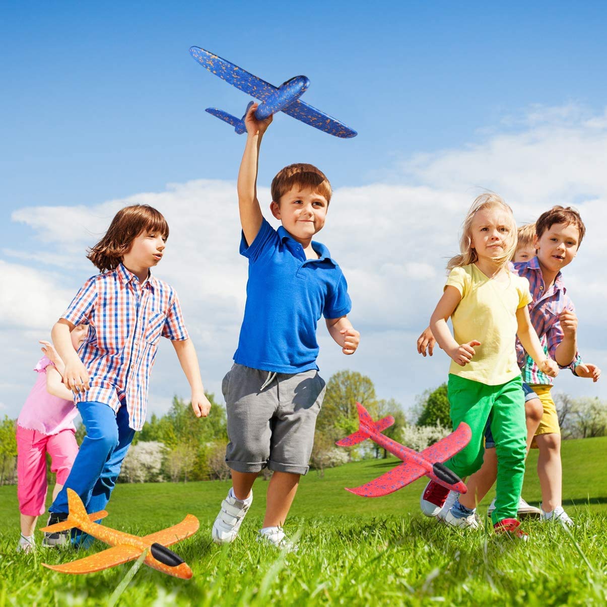 WenToyce 2 Pack Throwing Foam Airplanes – 13.7 Inch, 2 Flight Modes (Glider & Reversal), EPP Foam, Easy Assembly Outdoor Toy for Kids 4-14