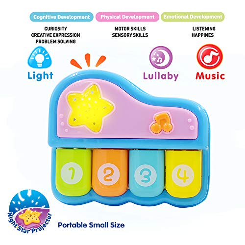 WEofferwhatYOUwant Baby Piano with Star Projector, 4 Play Modes, Lullabies, BPA-Free, for Ages 6+ Months