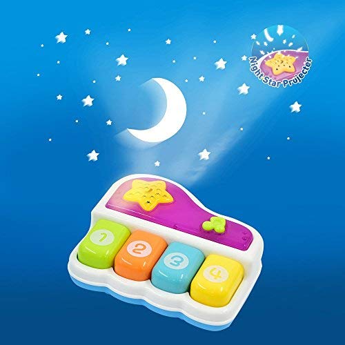 WEofferwhatYOUwant Baby Piano with Star Projector, 4 Play Modes, Lullabies, BPA-Free, for Ages 6+ Months