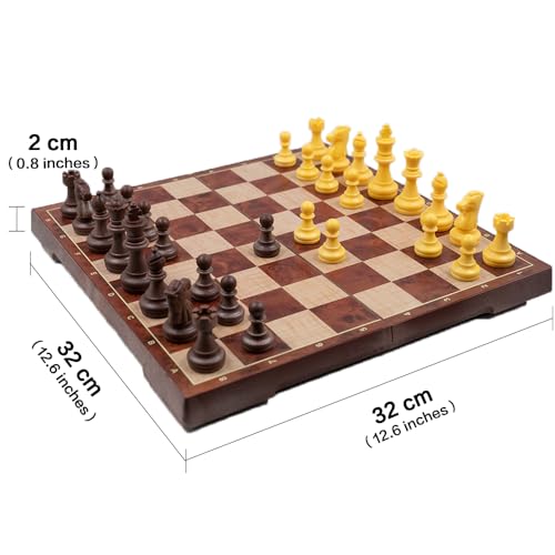 WEofferwhatYOUwant Magnetic Chess Set – 2-in-1 Travel Chess and Checkers – 12.4" Folding Board – Portable Strategy Game with Magnetic Pieces