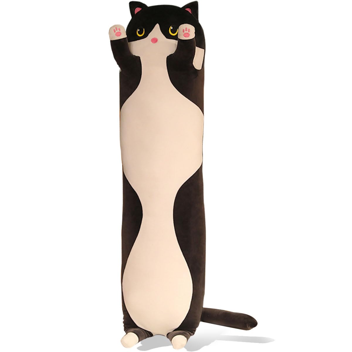 Werdast Black Cat Long Plush Pillow - 18 Inches Soft Stuffed Cat Sleeping Companion