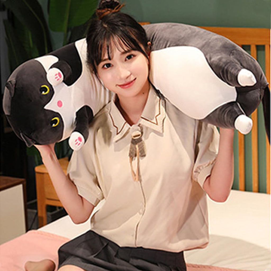 Werdast Black Cat Long Plush Pillow - 18 Inches Soft Stuffed Cat Sleeping Companion