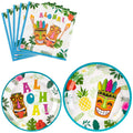 WERNNSAI 48-Piece Hawaiian Luau Party Supplies Set - Plates and Napkins for 16 Guests