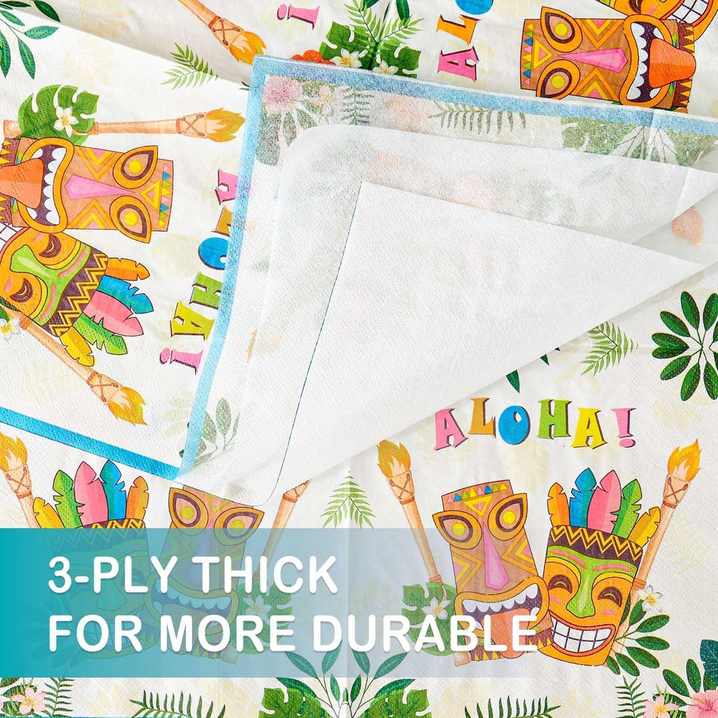 WERNNSAI Hawaiian Luau Disposable Plates and Napkins Set - 50 Plates & 50 Napkins for Tropical Party