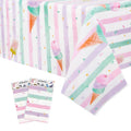 WERNNSAI Ice Cream Tablecloth 2-Pack - 108x54 Inch Plastic Sprinkle Table Cover for Summer Birthday Party Decorations