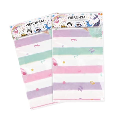 WERNNSAI Ice Cream Tablecloth 2-Pack - 108x54 Inch Plastic Sprinkle Table Cover for Summer Birthday Party Decorations
