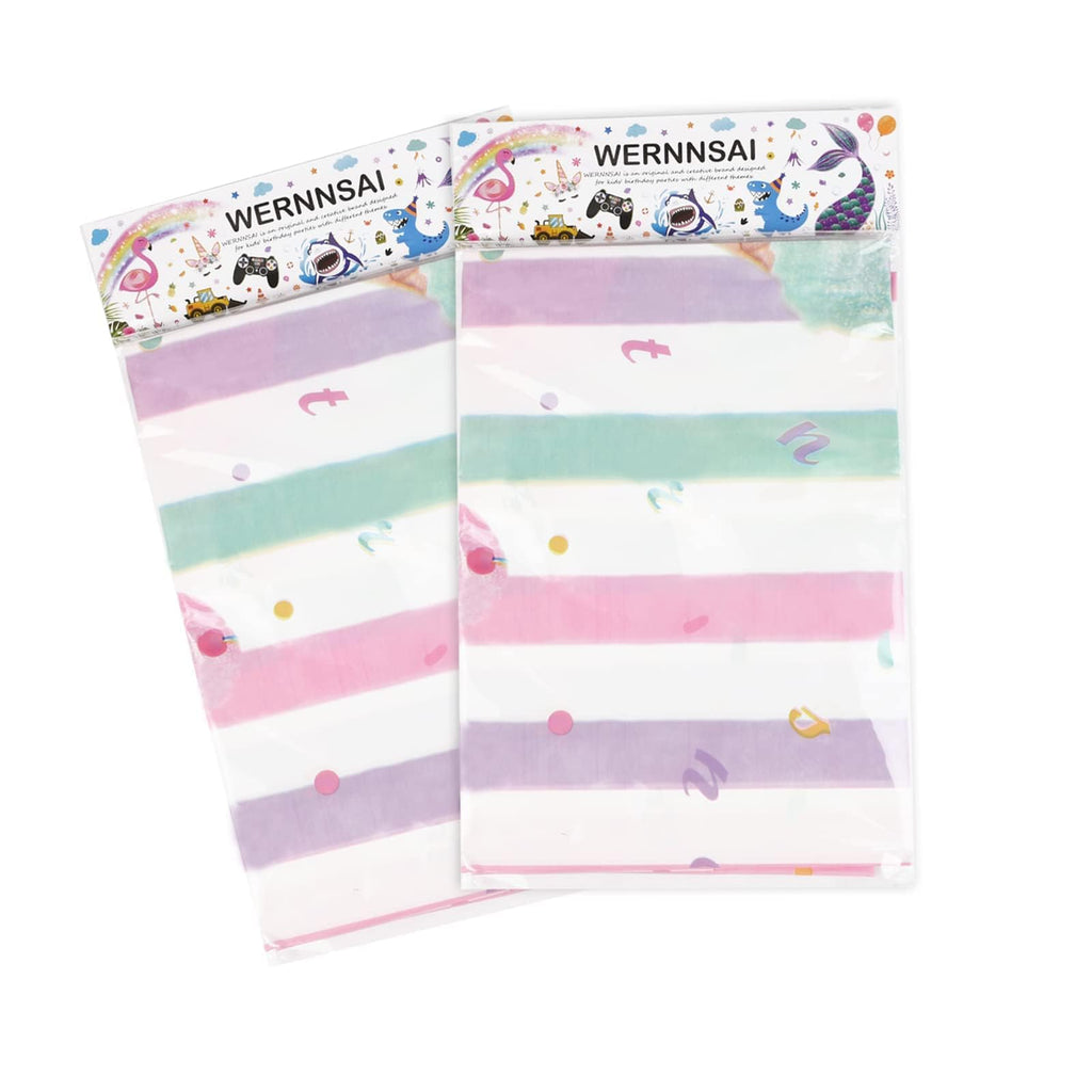 WERNNSAI Ice Cream Tablecloth 2-Pack - 108x54 Inch Plastic Sprinkle Table Cover for Summer Birthday Party Decorations