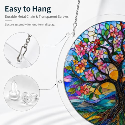 WesGen Acrylic Suncatcher Puzzle – 9.8 Inch Tree of Life DIY Window Decor