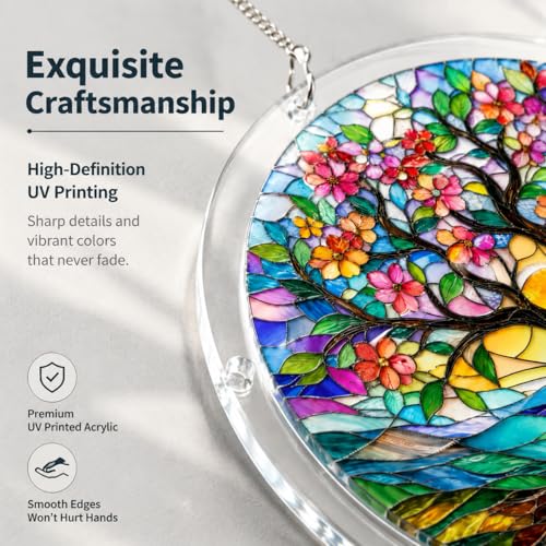 WesGen Acrylic Suncatcher Puzzle – 9.8 Inch Tree of Life DIY Window Decor