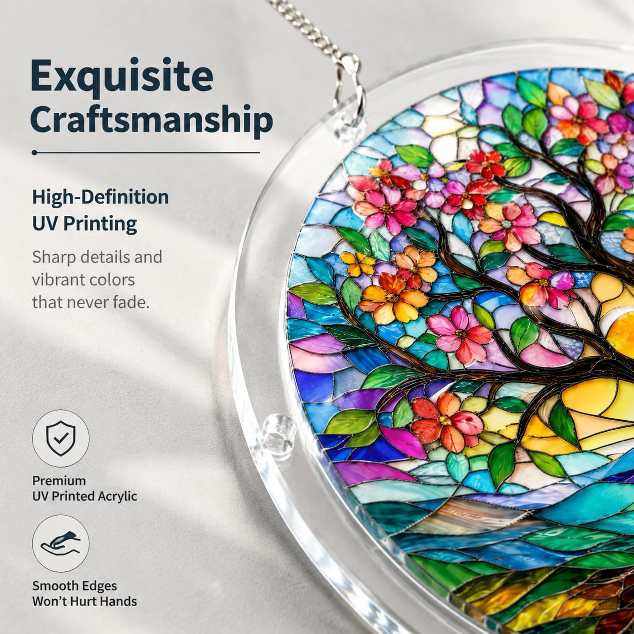 WesGen Acrylic Suncatcher Puzzle – 9.8 Inch Tree of Life DIY Window Decor