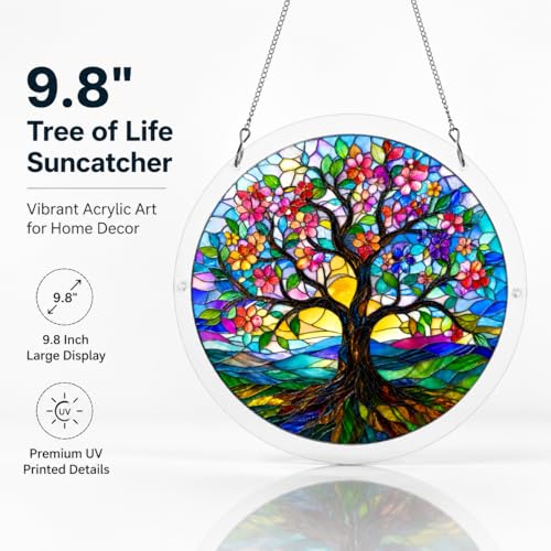 WesGen Acrylic Suncatcher Puzzle – 9.8 Inch Tree of Life DIY Window Decor