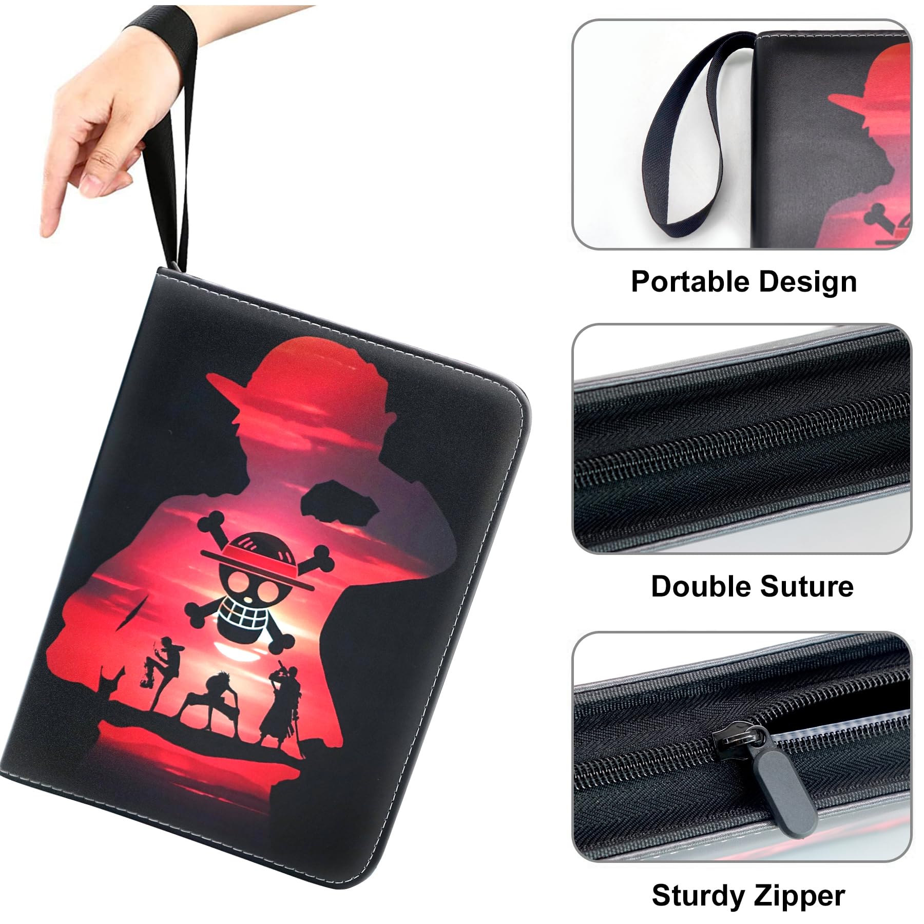 WEST TUNE 400-Pocket Trading Card Binder – Waterproof PU Zipper Album for One Piece, Anime, TCG, and Sports Cards