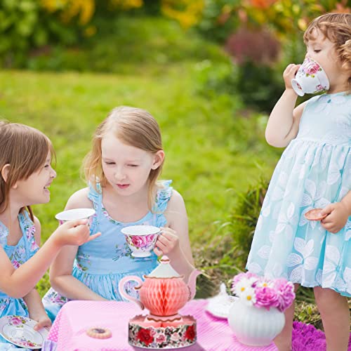 Wettarn 6 Pcs Floral Tea Party Centerpieces – 3D Honeycomb Teapot Decor for Tables