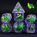 Weyano Resin Dice Set 7-Piece with Tortoise and Mushroom Fillings for D&D RPG