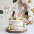 Weysat 19-Piece Brown Bear Cake Topper Set for Birthday & Gender Reveal Parties