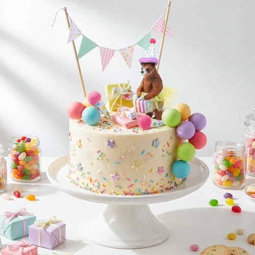 Weysat 19-Piece Brown Bear Cake Topper Set for Birthday & Gender Reveal Parties