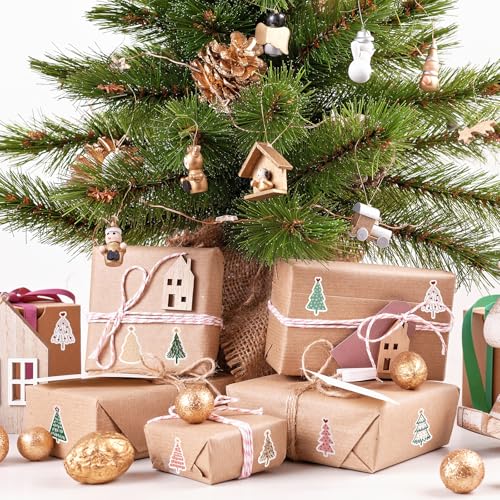Whaline 1000-Piece Christmas Boho Stickers – 12 Pine Tree Designs, 2 Rolls