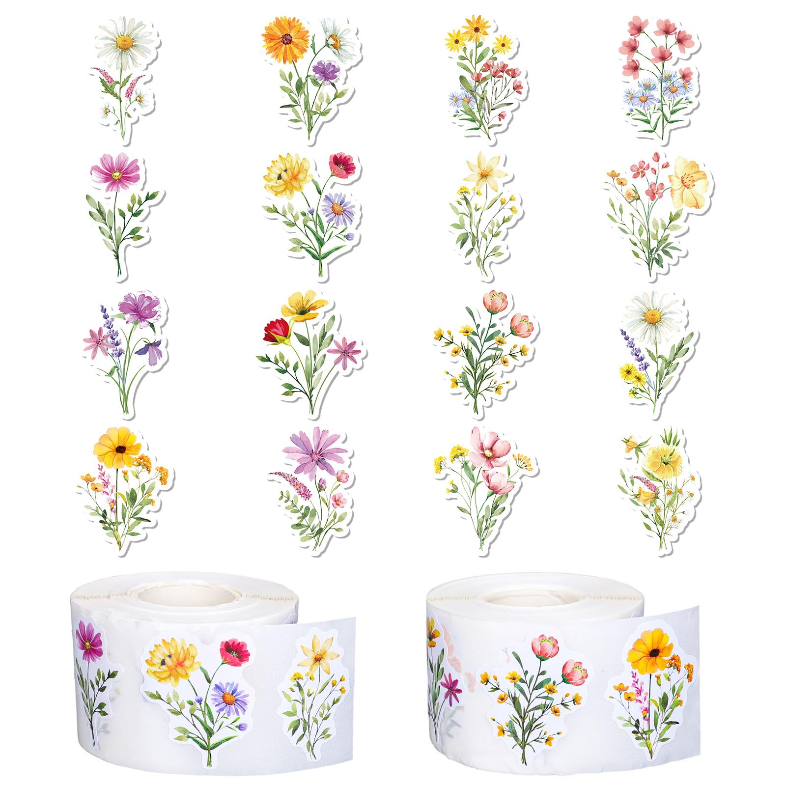 Whaline 1000-Piece Wildflower Stickers Set – Colorful Floral Decals for Envelopes, Scrapbooks & Party Decor