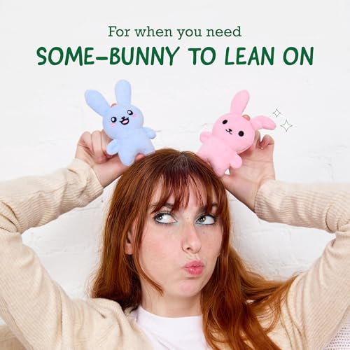 WHAT DO YOU MEME? Emotional Support Bunnies Plush Set – 5 Squishy Bunnies with Basket
