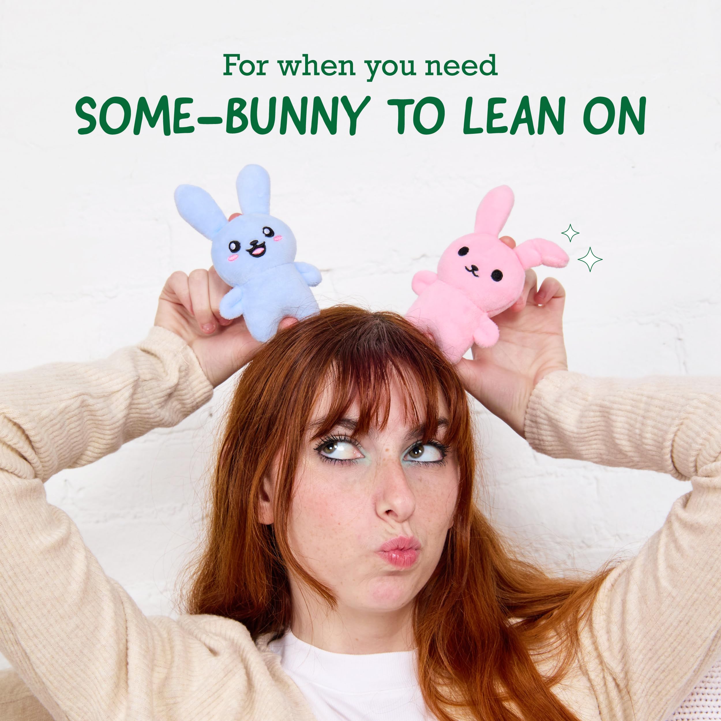 WHAT DO YOU MEME? Emotional Support Bunnies Plush Set – 5 Squishy Bunnies with Basket