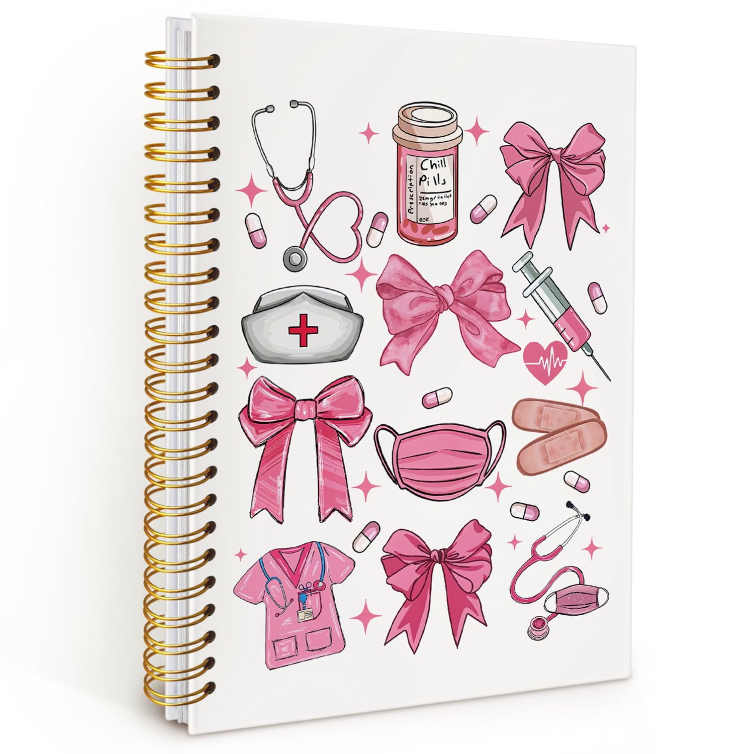 Wheatwin Pink Nurse Notebook A5 – 164 Pages, Hardcover, Waterproof, 5.5x8.3 Inch Journal for Nursing Students and RNs