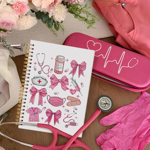 Wheatwin Pink Nurse Notebook A5 – 164 Pages, Hardcover, Waterproof, 5.5x8.3 Inch Journal for Nursing Students and RNs