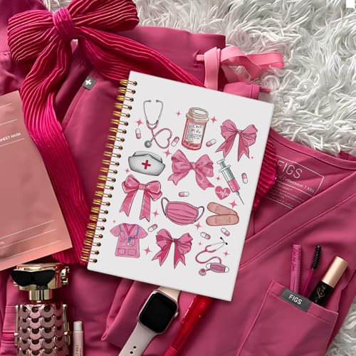 Wheatwin Pink Nurse Notebook A5 – 164 Pages, Hardcover, Waterproof, 5.5x8.3 Inch Journal for Nursing Students and RNs