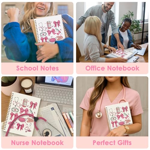 Wheatwin Pink Nurse Notebook A5 – 164 Pages, Hardcover, Waterproof, 5.5x8.3 Inch Journal for Nursing Students and RNs